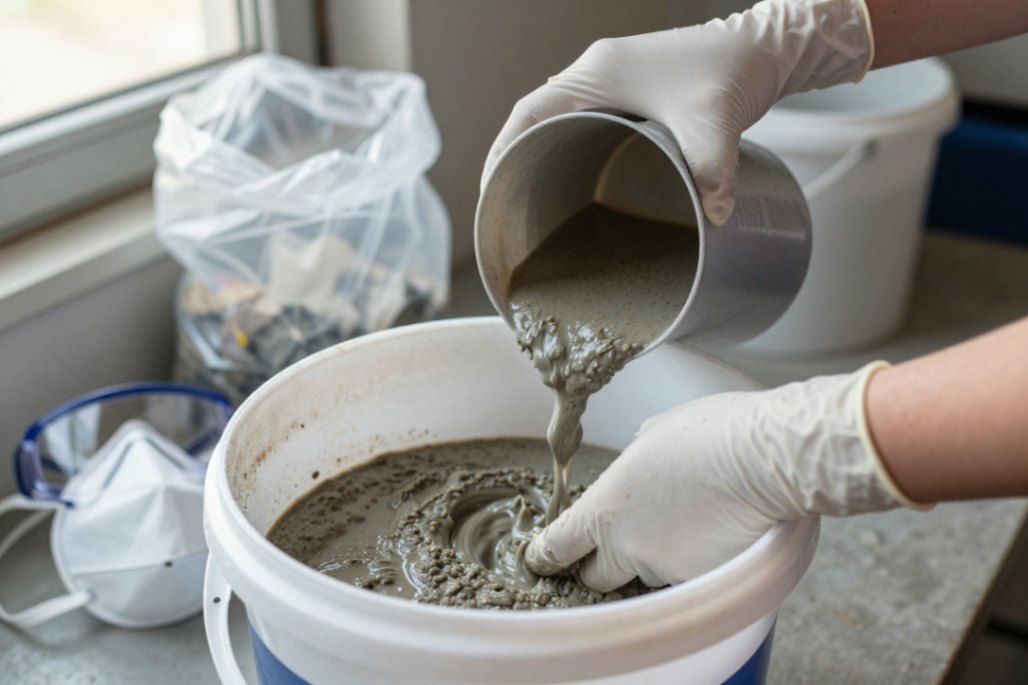 Always wet the grit and wear appropriate PPE to control hazardous dust.