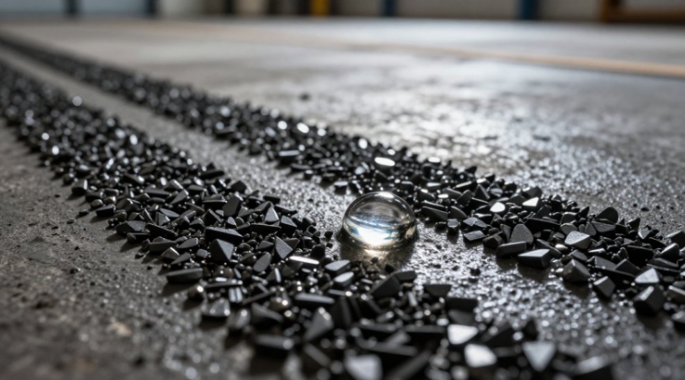 Embedded black silicon carbide aggregate provides permanent traction, even when wet.