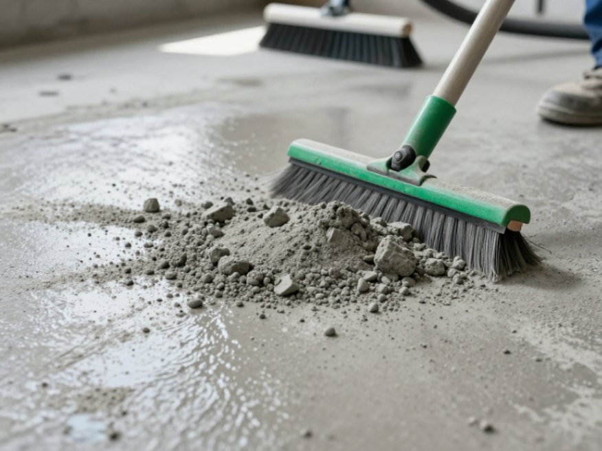 After grinding, sweep the spent slurry into a pile for disposal before it dries.