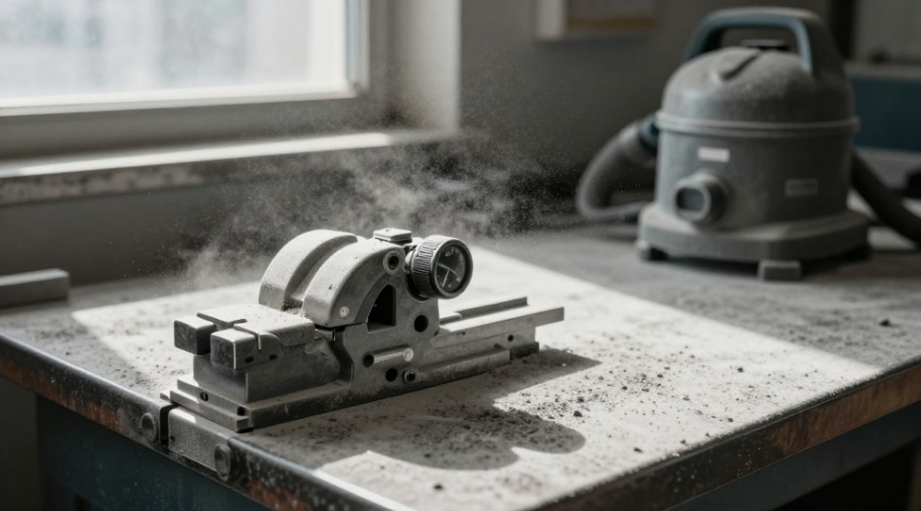 The pervasive reality of silicon carbide dust contamination on equipment.