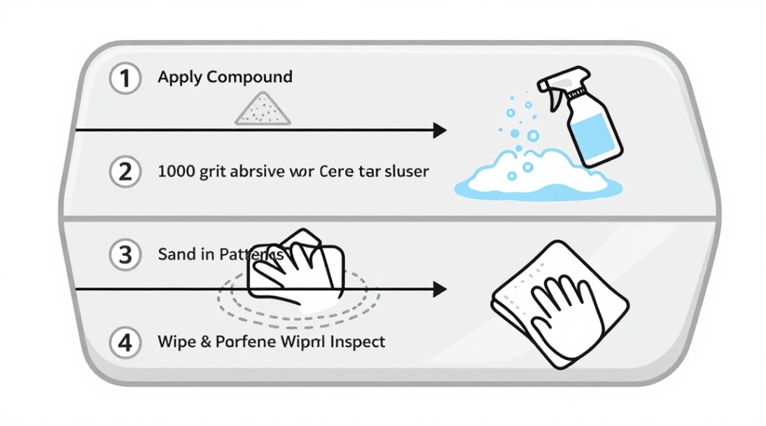 The recommended four-step sequence for slurry sanding with 1000 grit powder.