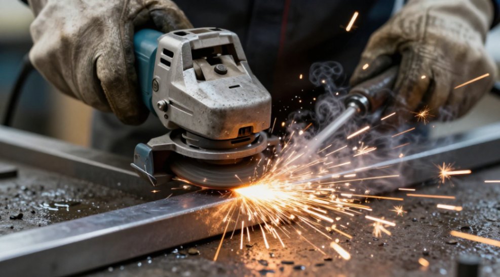 Wet grinding technique using a coolant spray to manage heat and prevent warping.