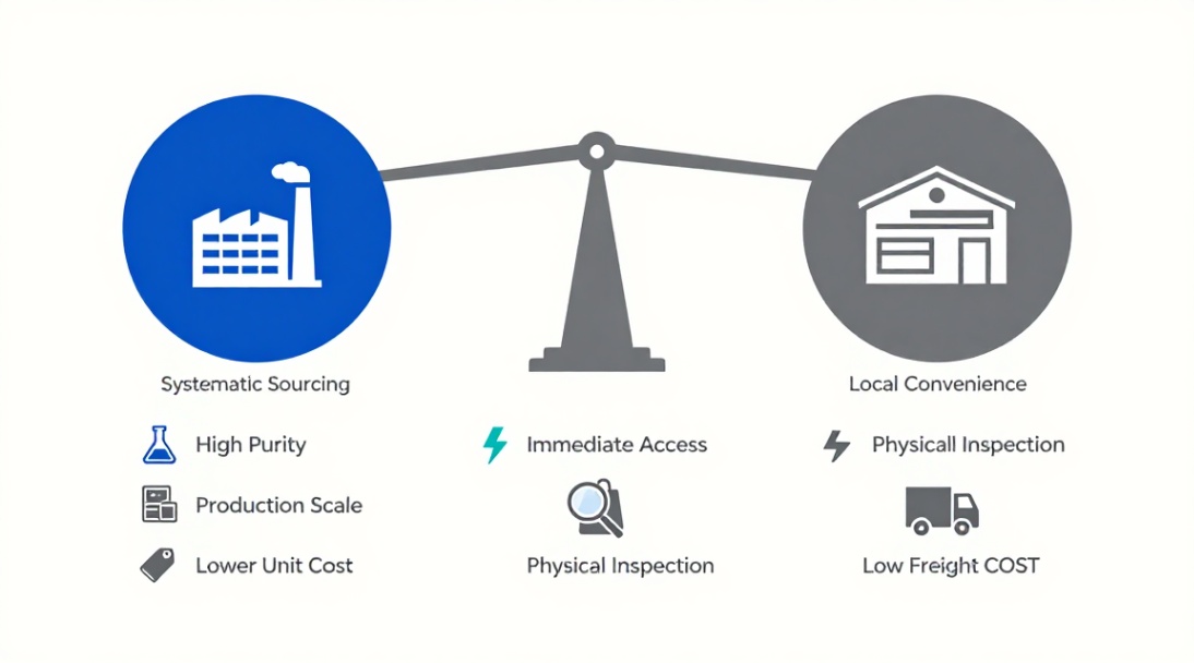 A visual breakdown of the trade-offs between local and systematic silicon carbide sourcing.