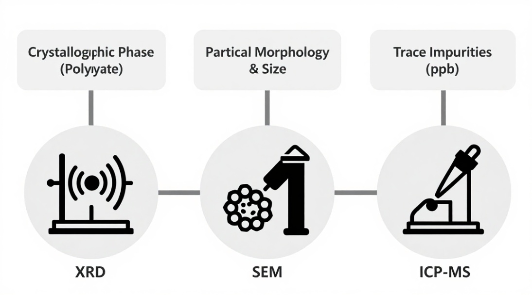 Key analytical tools for verifying silicon carbide powder specifications: XRD, SEM, and ICP-MS.