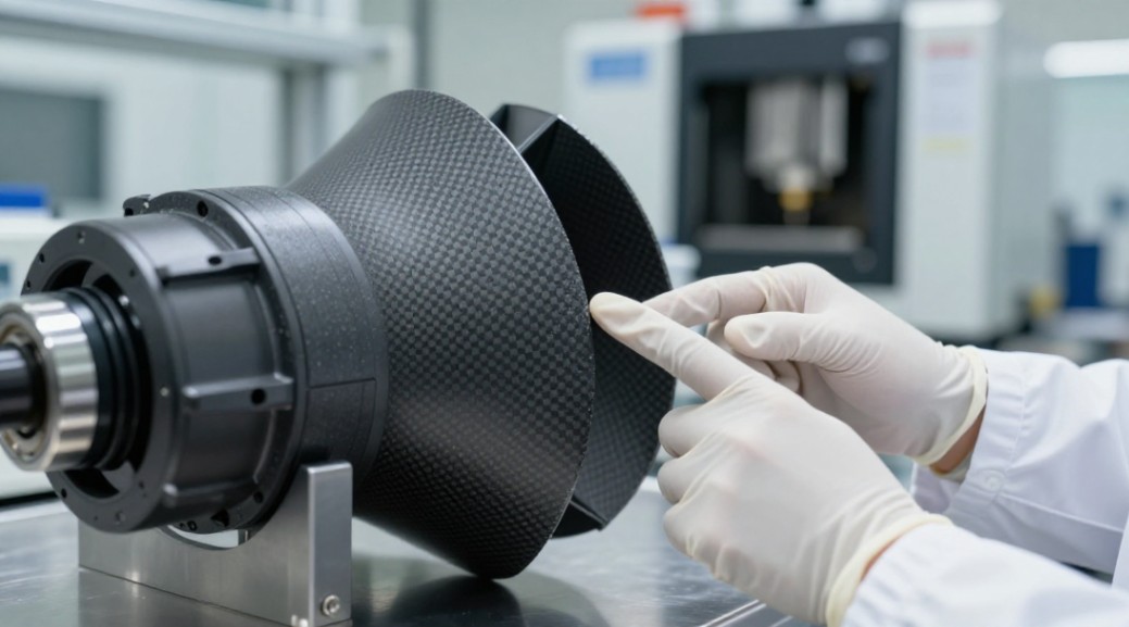 Real-world inspection of a silicon carbide-infused polymer composite in an advanced manufacturing facility.