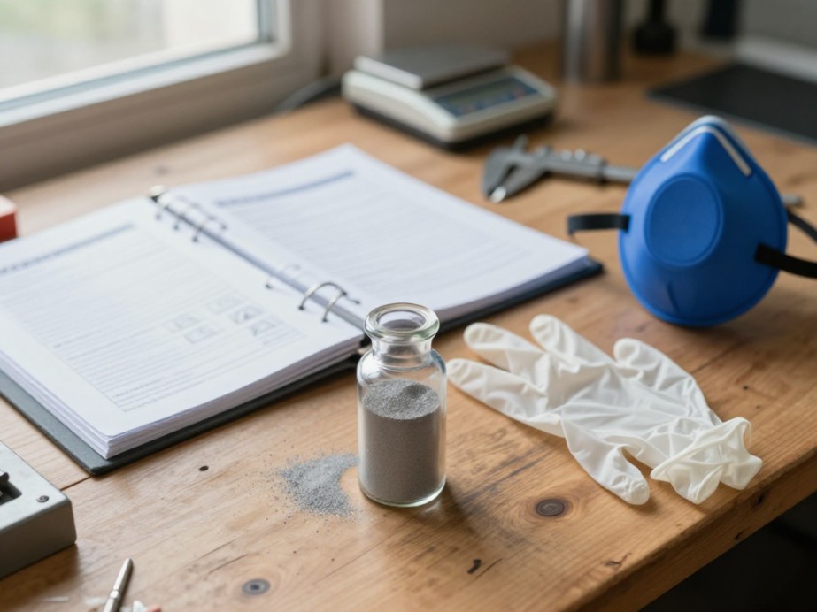 Always review the SDS and wear appropriate PPE when handling fine powders.