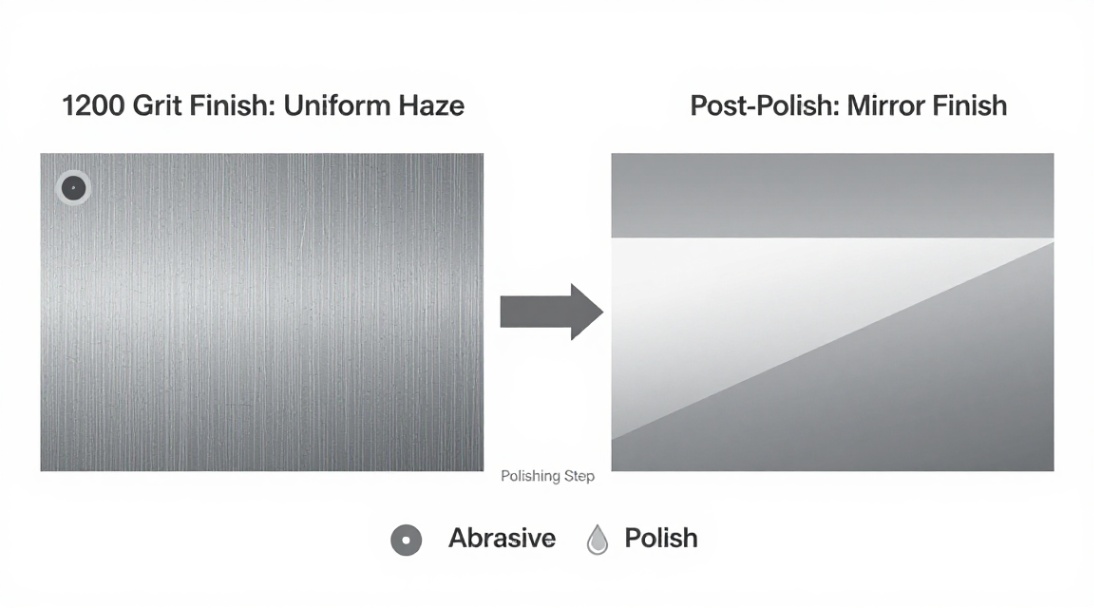 The 1200 grit stage creates the ideal uniform substrate for efficient polishing to a mirror finish.