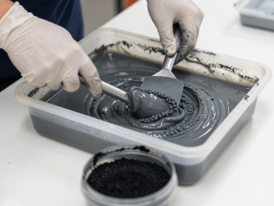 Step 1: Proper slurry preparation is critical for effective wet sanding.