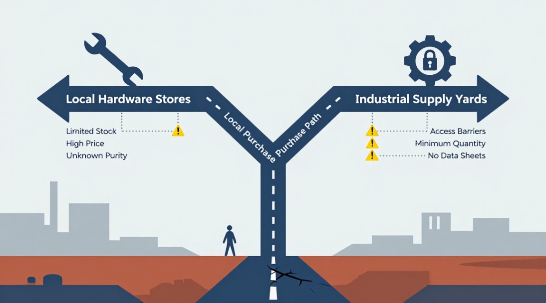 Two local options, each with significant caveats, as a diverging path.